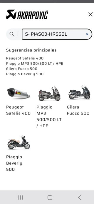 Silencioso Akrapovič para Piaggio, Gilera, Peugeot