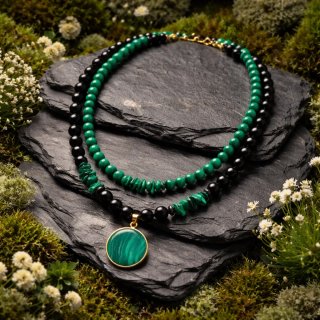 Collana con pendente malachite