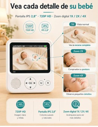 Vigilabebés con Cámara 2.8", Monitor Bebé sin WiFi