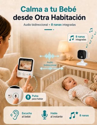 Vigilabebés con Cámara 2.8", Monitor Bebé sin WiFi