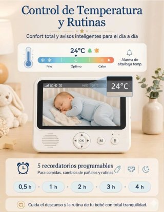 Vigilabebés con Cámara 2.8", Monitor Bebé sin WiFi