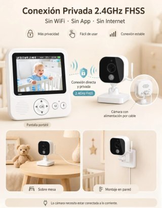 Vigilabebés con Cámara 2.8", Monitor Bebé sin WiFi