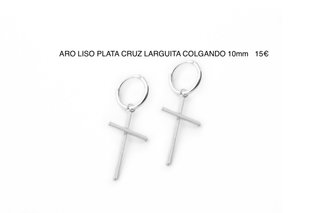 Aro Plata Cruz Colgante 10mm