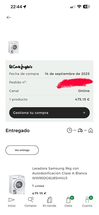 Lavadora Samsung 9kg WW90DG6U85HHU3