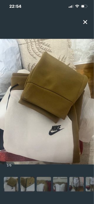 Conjunto Nike Tech Hombre Beige y Blanco
