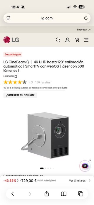 Proyector LG Cine Beam Q Portátil 4K UHD