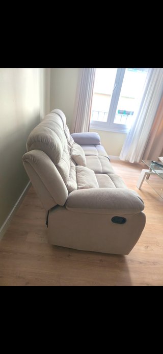 Sofá de tela beige 3 plazas