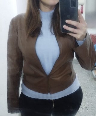 Cazadora polipiel marrón Talla M