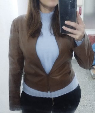 Cazadora polipiel marrón Talla M