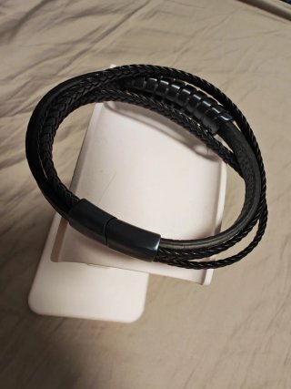 Pulsera trenzada cuero y metal