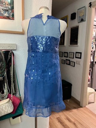 Vestido fiesta Tintoretto azul talla 40