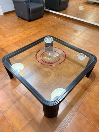 Mesa de centro cristal y metal