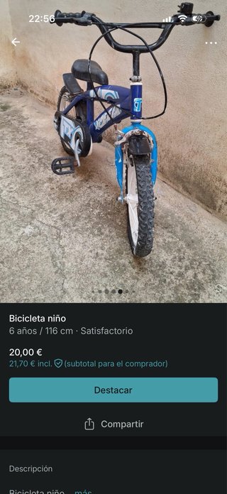 Bicicleta niño GT 6 años / 116 cm