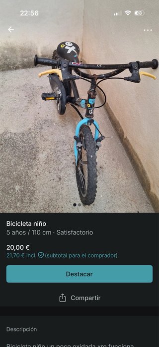 Bicicleta niño 5 años / 110 cm