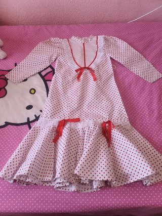 Traje Chulapa Niña Blanco Lunares Rojos + pañuelo
