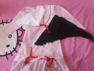 Traje Chulapa Niña Blanco Lunares Rojos + pañuelo