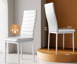 Lote 6 Sillas Comedor Blancas Piel Sintética