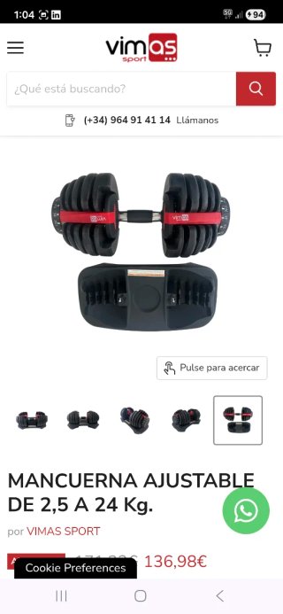 Mancuerna Ajustable 2,5-24 Kg