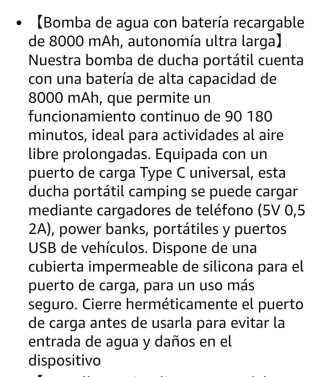 Ducha Portátil Camping, [8000mAh de Larga Duración