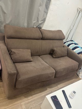 Sofá cama marrón tela