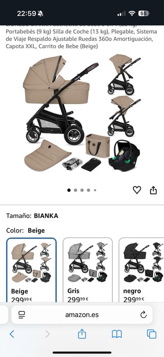 Carrito Bebé Lionelo Bianka 3 en 1 Nuevo