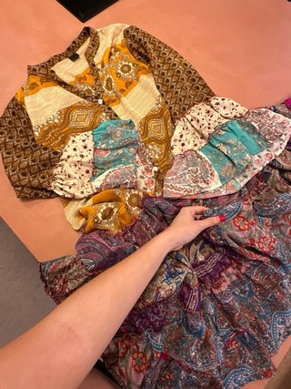 Vestido boho volantes estampado M