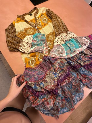 Vestido boho volantes estampado M
