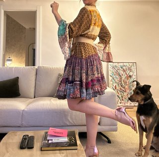 Vestido boho volantes estampado M