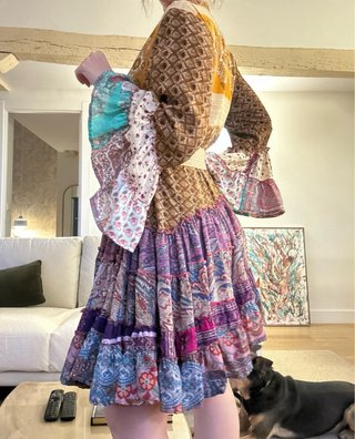 Vestido boho volantes estampado M