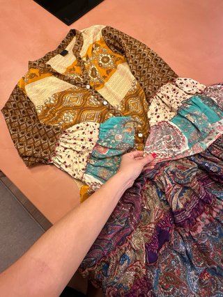 Vestido boho volantes estampado M