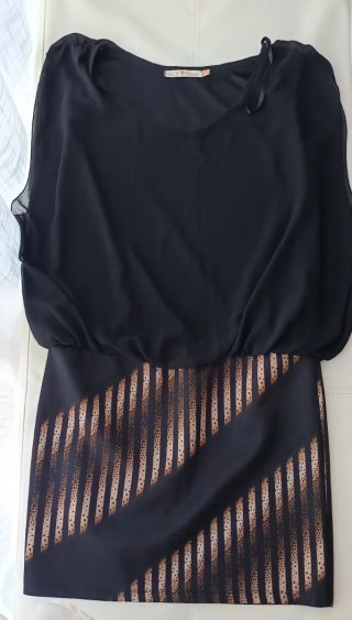 Vestido INSIDE negro y beige talla M