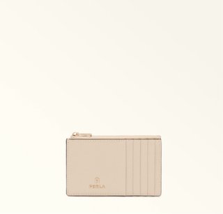 Tarjetero monedero Furla beige y dorado