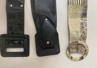 Set 3 Cinture Donna Pelle Nera e Multicolore