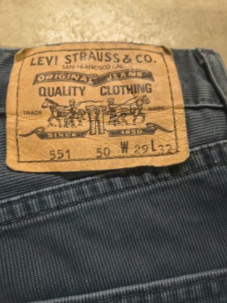 Levi's 551 Corduroy Navy W29 L32 Vintage