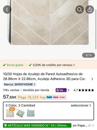 Azulejo Adhesivo Beige Chevron