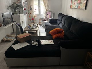 Sofá chaise longue gris y negro