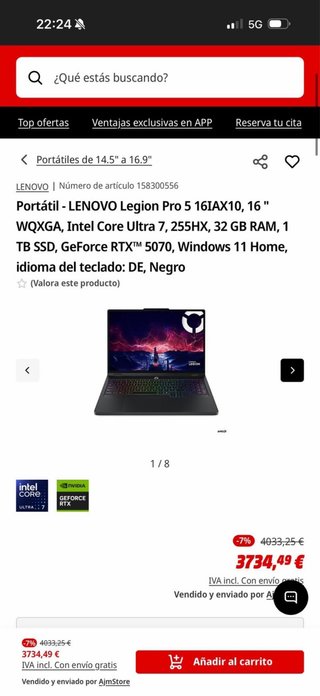 Portátil Lenovo Legion Pro 5 16 WQXGA