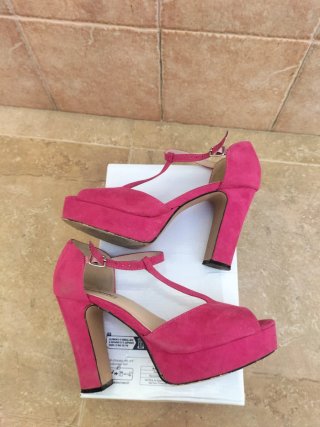 Zapatos de tacón rosa plataforma N.38