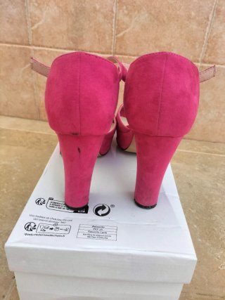 Zapatos de tacón rosa plataforma N.38