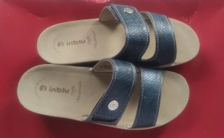 Sandalias Inblu cómodas azul y beige