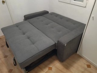 Sofá Cama Gris y Multicolor