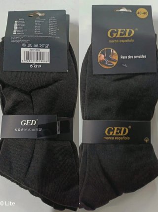 2 Packs Calcetines Algodón GED Negro Talla 40-46