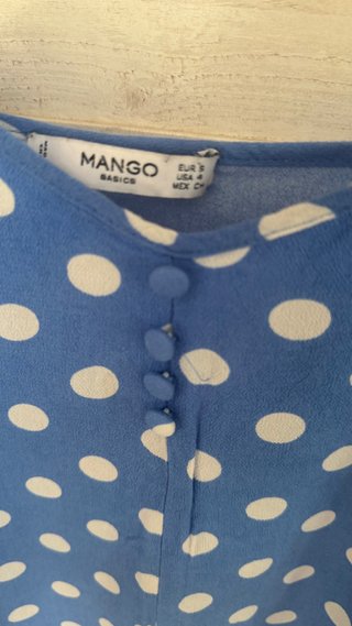 Vestido Mango lunares azul y blanco