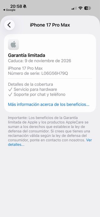 iPhone 17 Pro Max 256GB Blanco