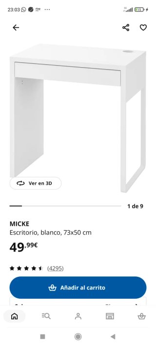 Escritorio Ikea MICKE blanco con cajón