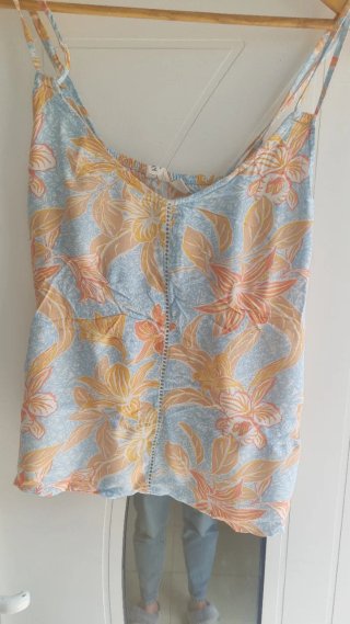 Blusa Roxy Floral Azul y Naranja