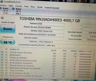 Disco Duro Toshiba NAS N300 4TB. 2 Unidades
