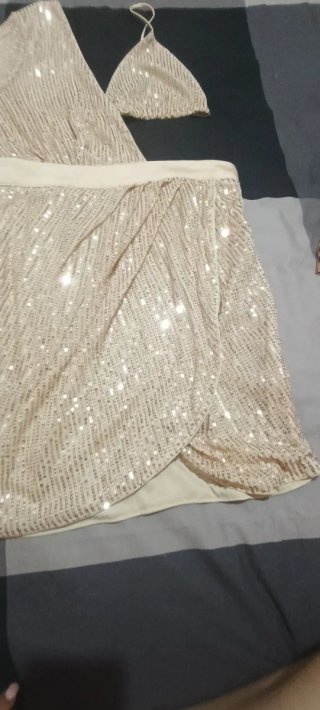 Vestido de fiesta lentejuelas dorado