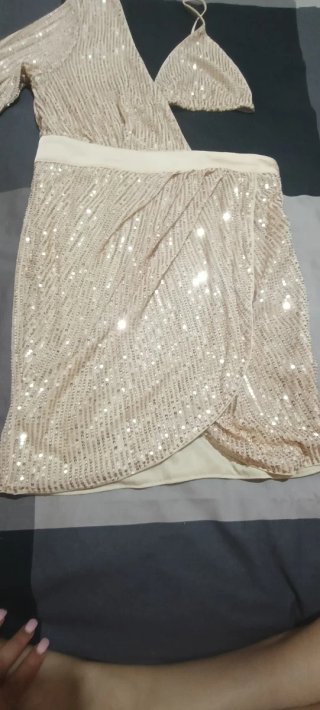 Vestido de fiesta lentejuelas dorado