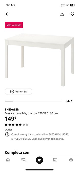 Mesa Ikea Ekedalen Blanca